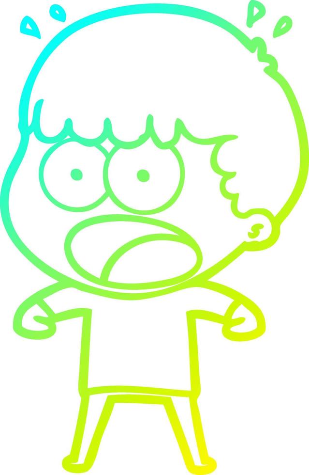 cold gradient line drawing cartoon shocked man vector