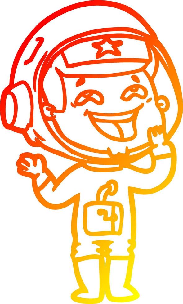 warm gradient line drawing cartoon laughing astronaut vector