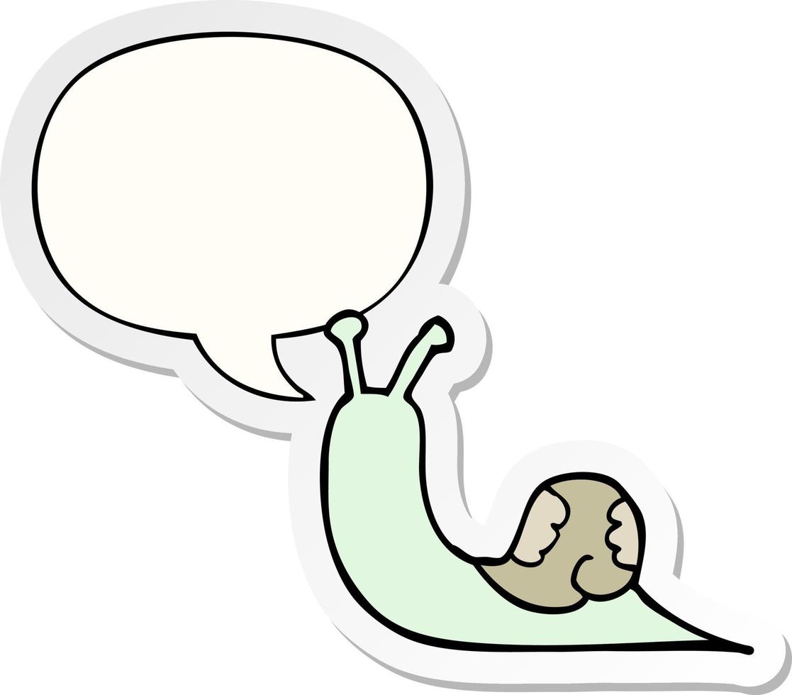 cartoon snail and speech bubble sticker vector