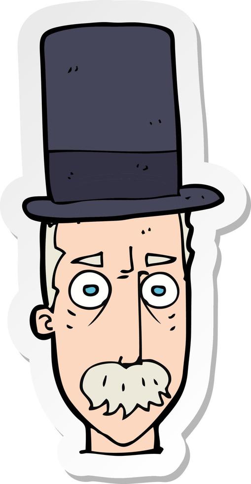 sticker of a cartoon man wearing top hat vector
