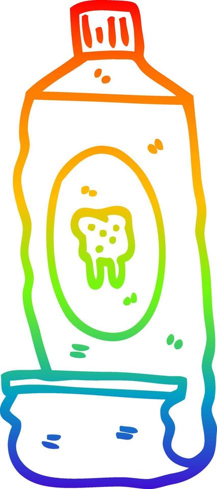 pasta de dientes de dibujos animados de dibujo de línea de gradiente de arco iris vector