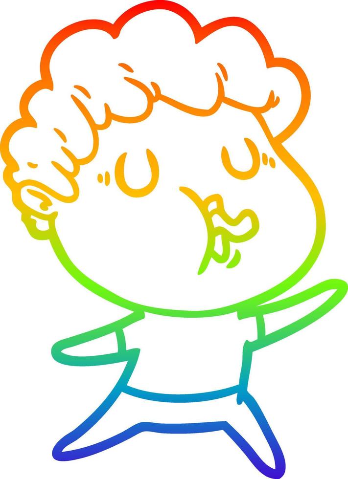 rainbow gradient line drawing cartoon man singing vector
