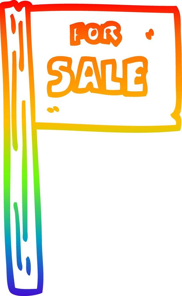 rainbow gradient line drawing cartoon sale sign vector