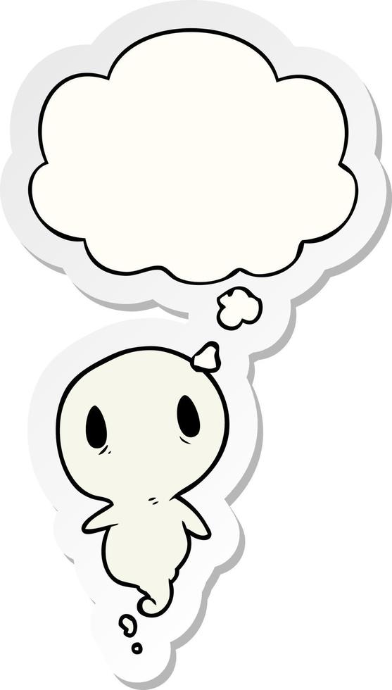 cartoon ghost and thought bubble as a printed sticker vector