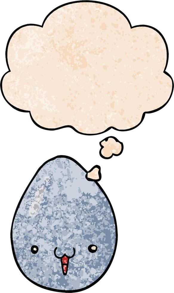 cartoon egg and thought bubble in grunge texture pattern style vector