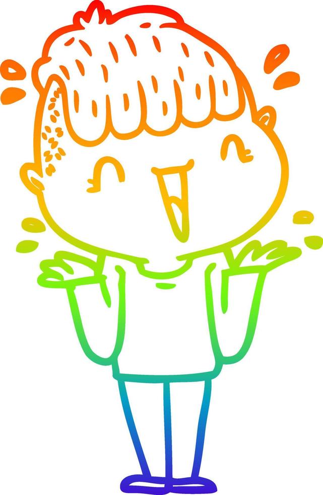 rainbow gradient line drawing cartoon happy boy surprised vector