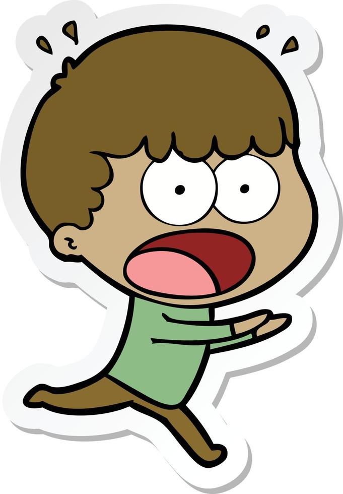 sticker of a cartoon shocked man vector