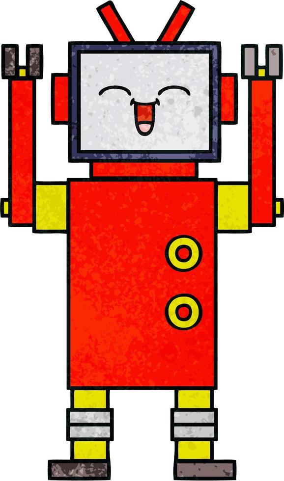 retro grunge texture cartoon robot vector