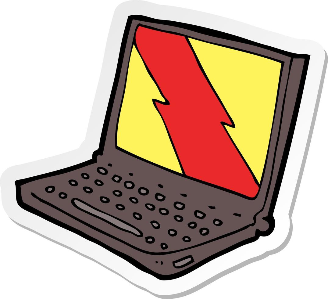 sticker of a cartoon laptop computer vector