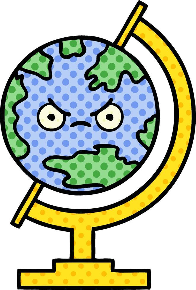 comic book style cartoon globe of the world vector