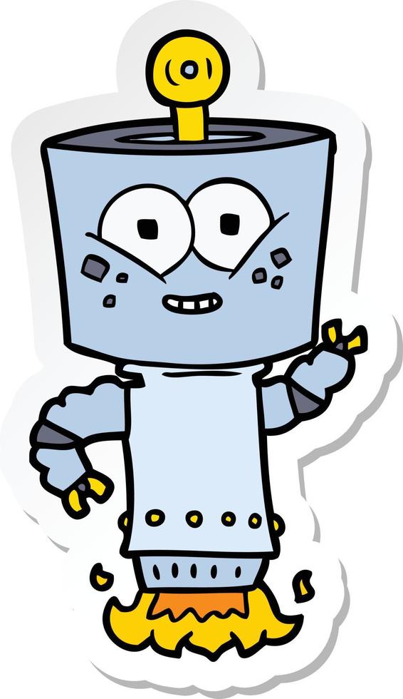 sticker of a happy cartoon robot vector