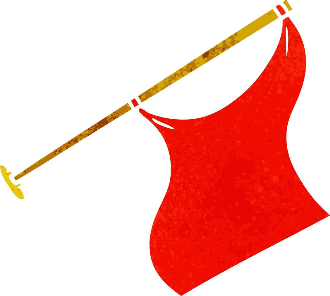 retro cartoon doodle of a white flap on pole vector