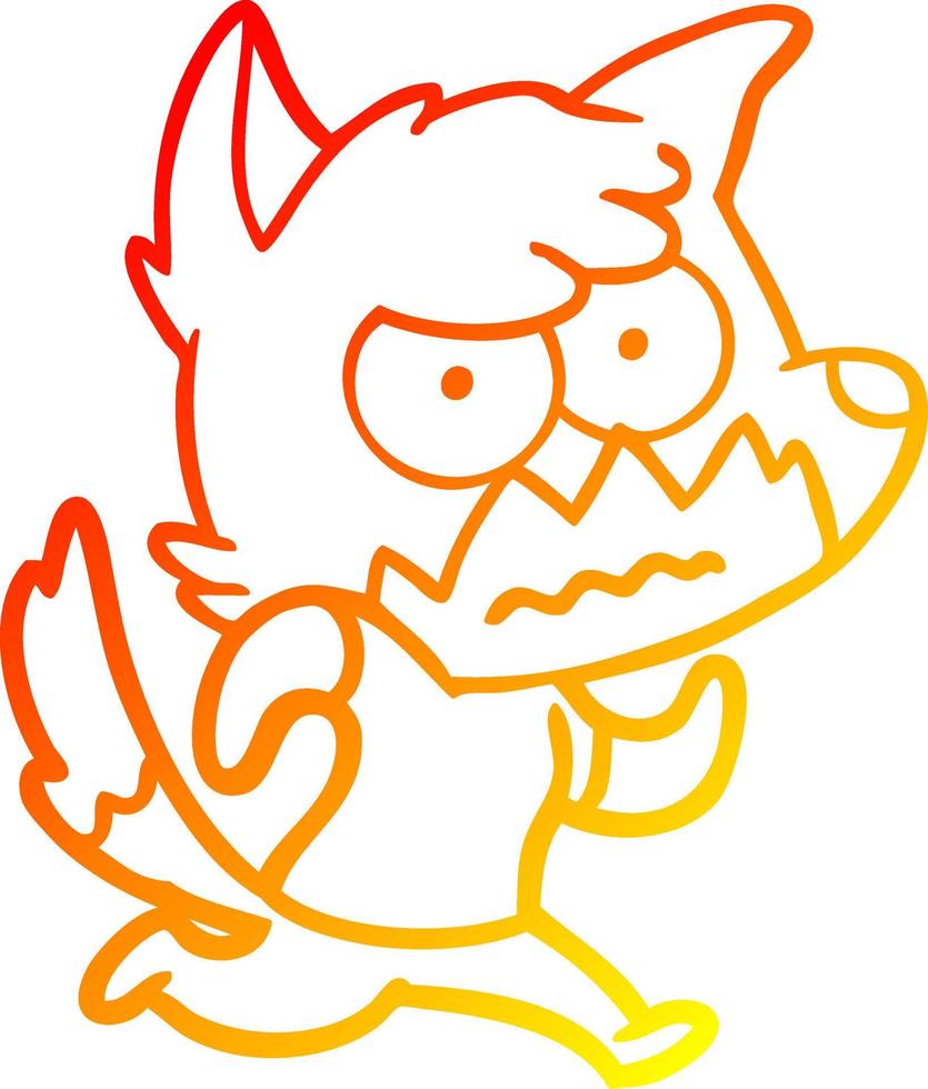 warm gradient line drawing cartoon annoyed fox vector