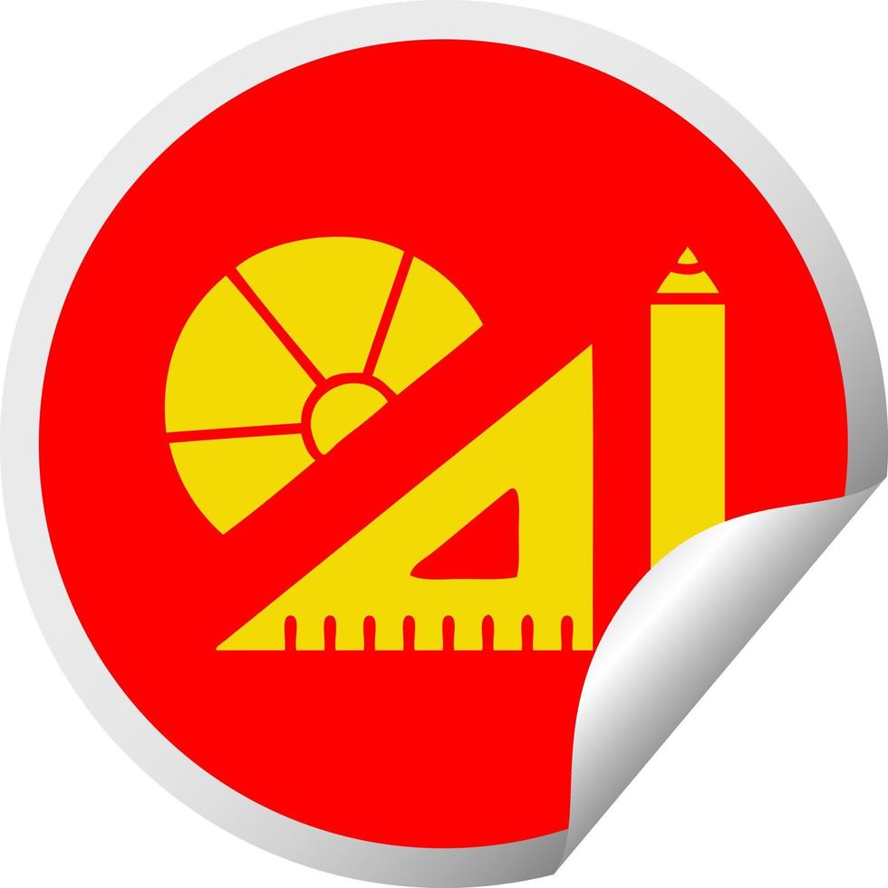 circular peeling sticker cartoon maths kit vector