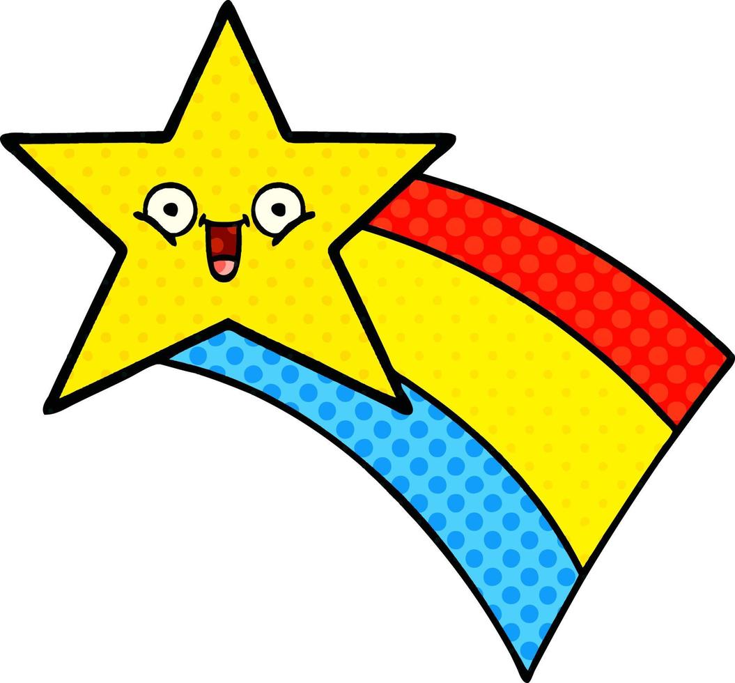 comic book style cartoon shooting rainbow star vector