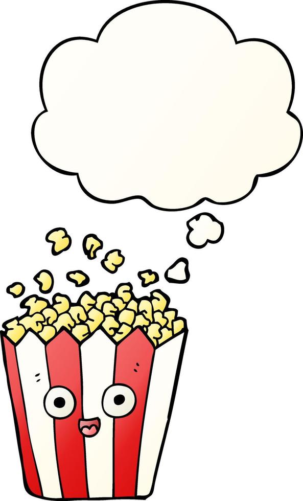 cartoon popcorn and thought bubble in smooth gradient style vector