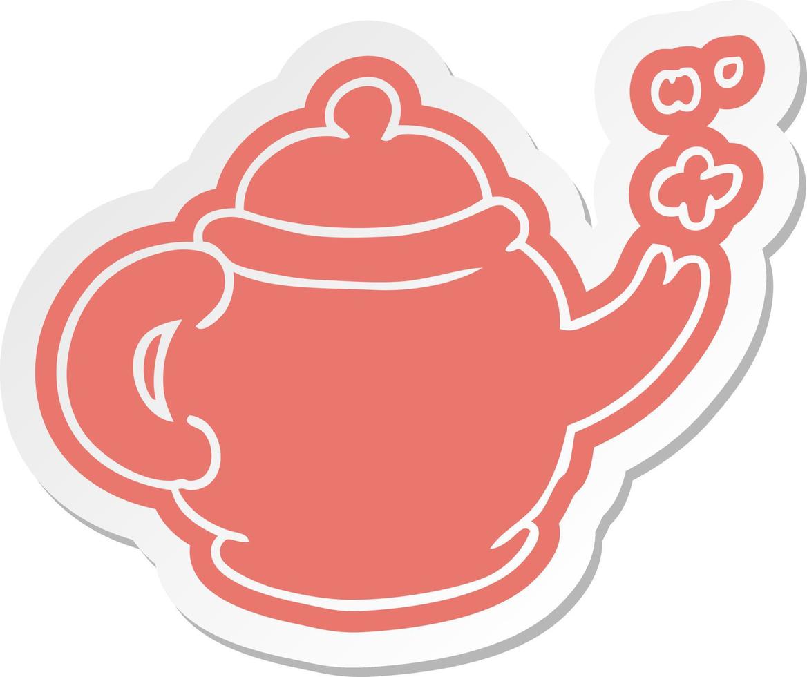 cartoon sticker of a blue tea pot vector