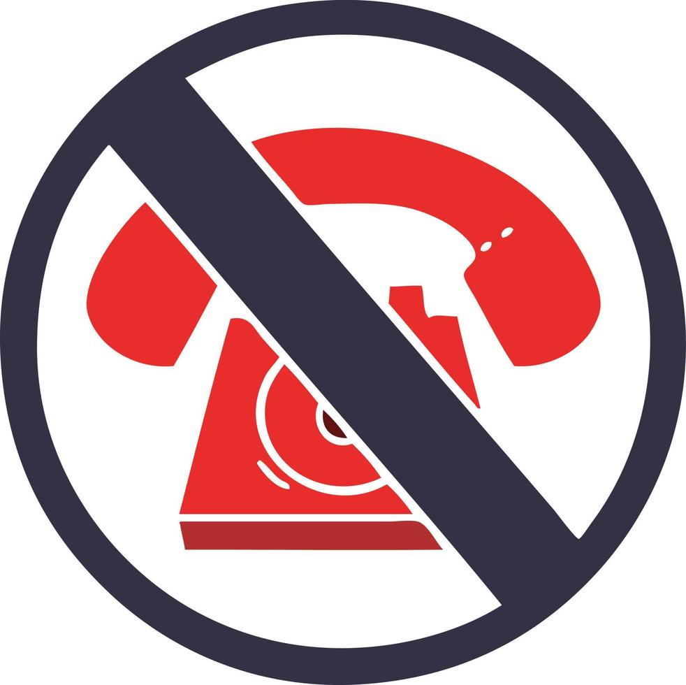 flat color retro cartoon no phones allowed sign vector