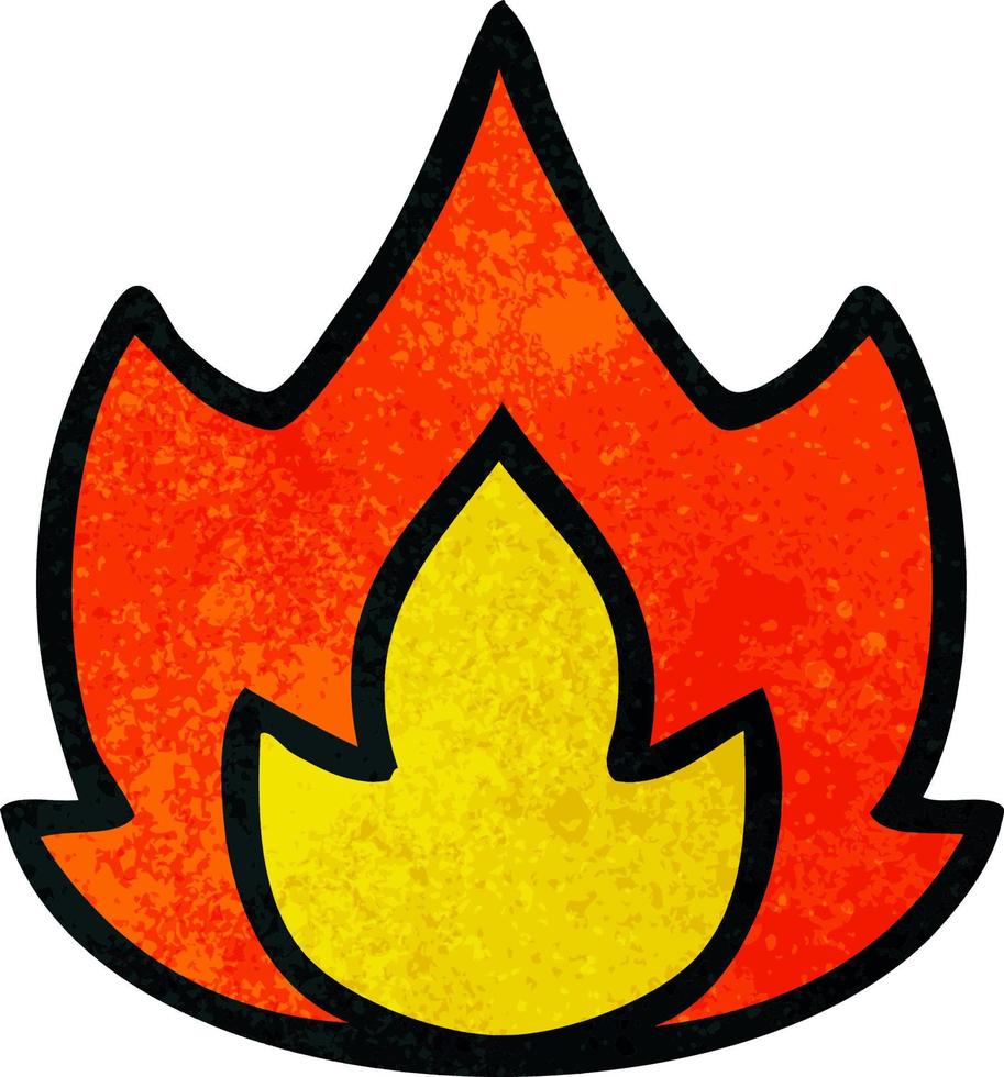 retro grunge texture cartoon fire vector