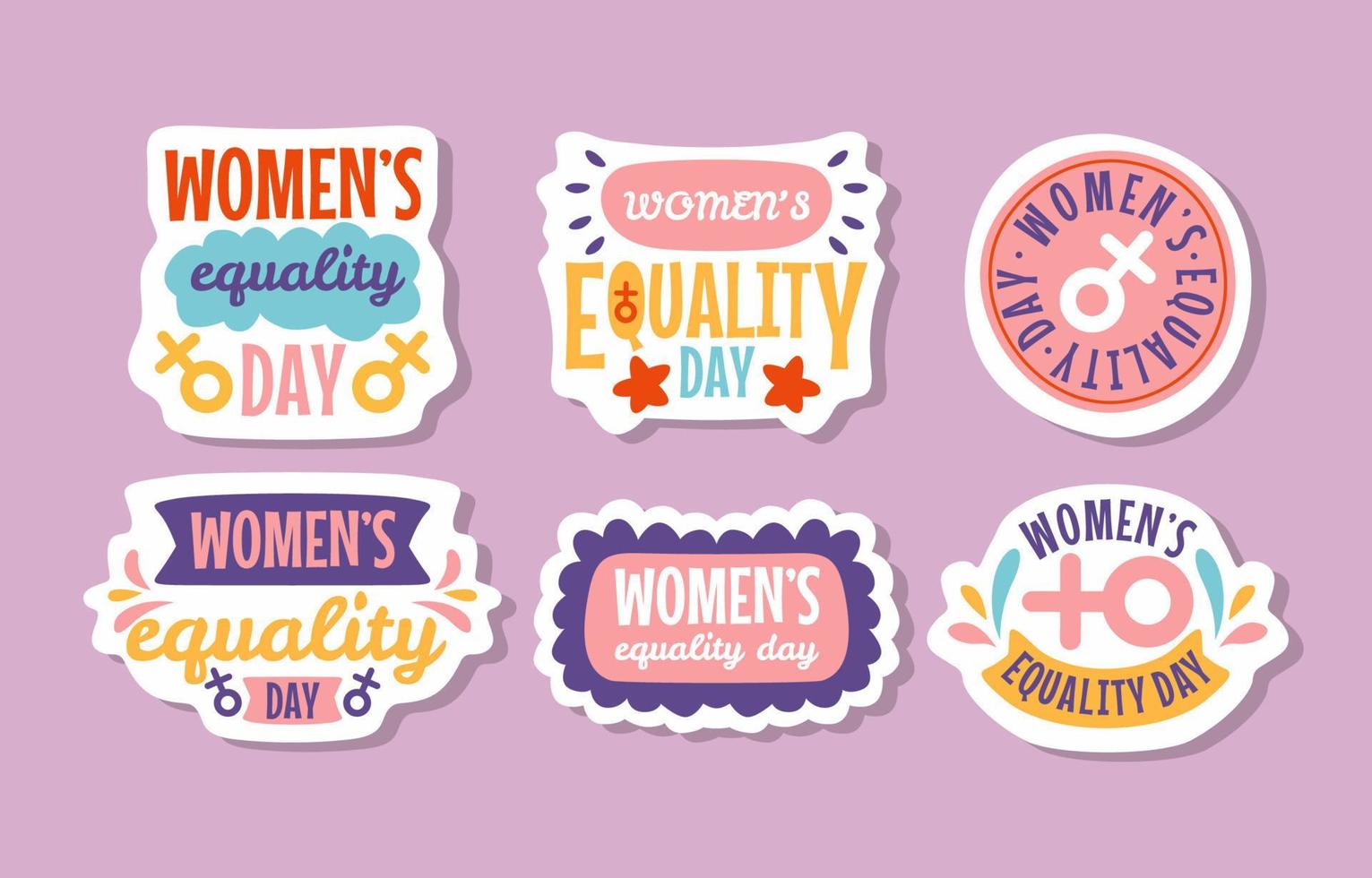 Womens Equality Day Hand Drawn Doodle Sticker Collection vector