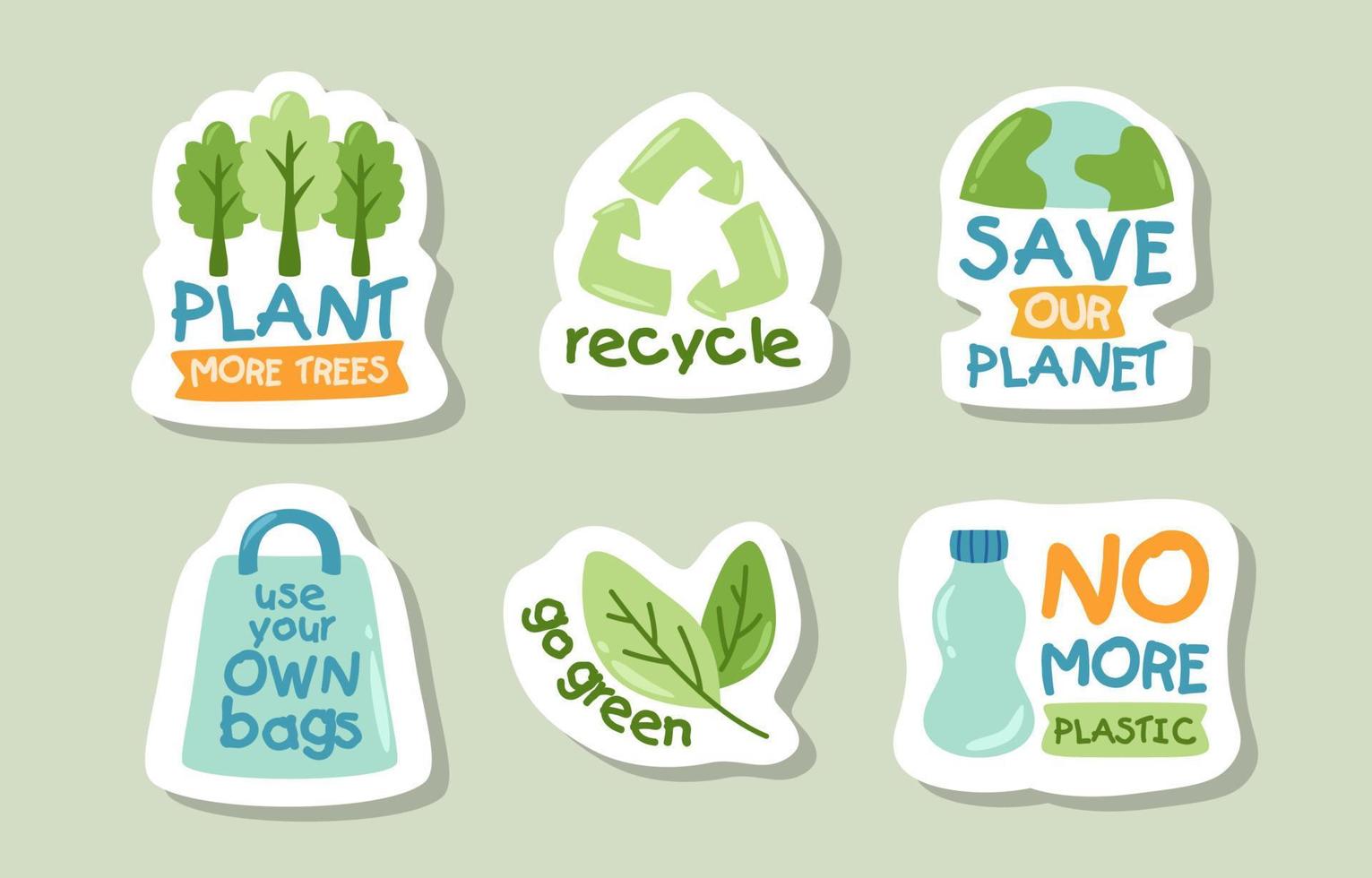 Green Technology Hand Drawn Doodle Sticker Collection vector