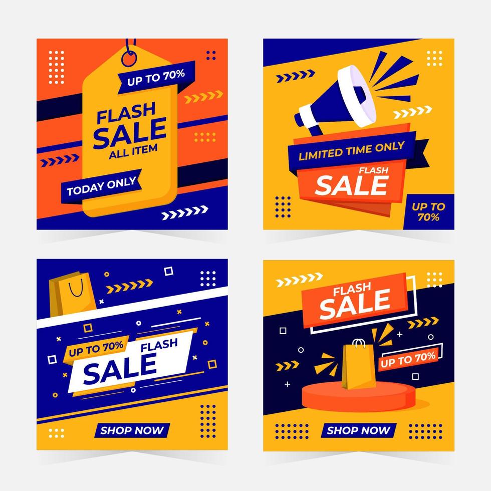 Flash Sale Social Media Posts vector