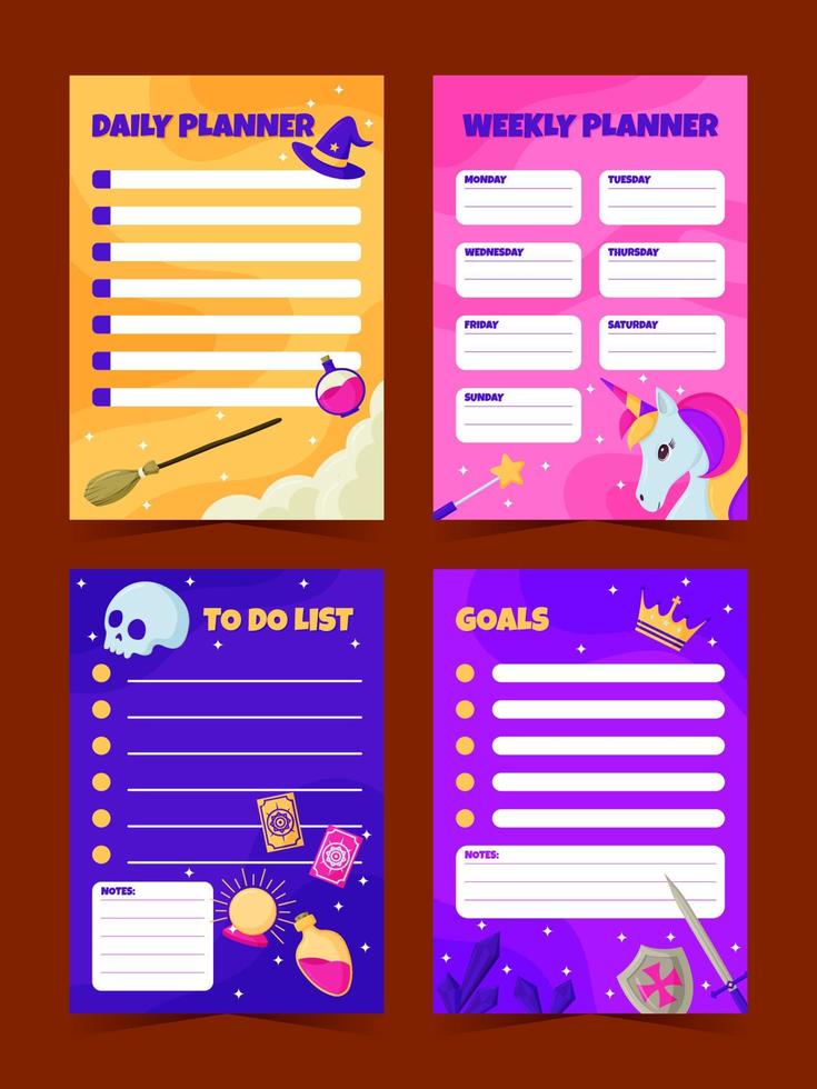 Fantasy Journal Template Set vector