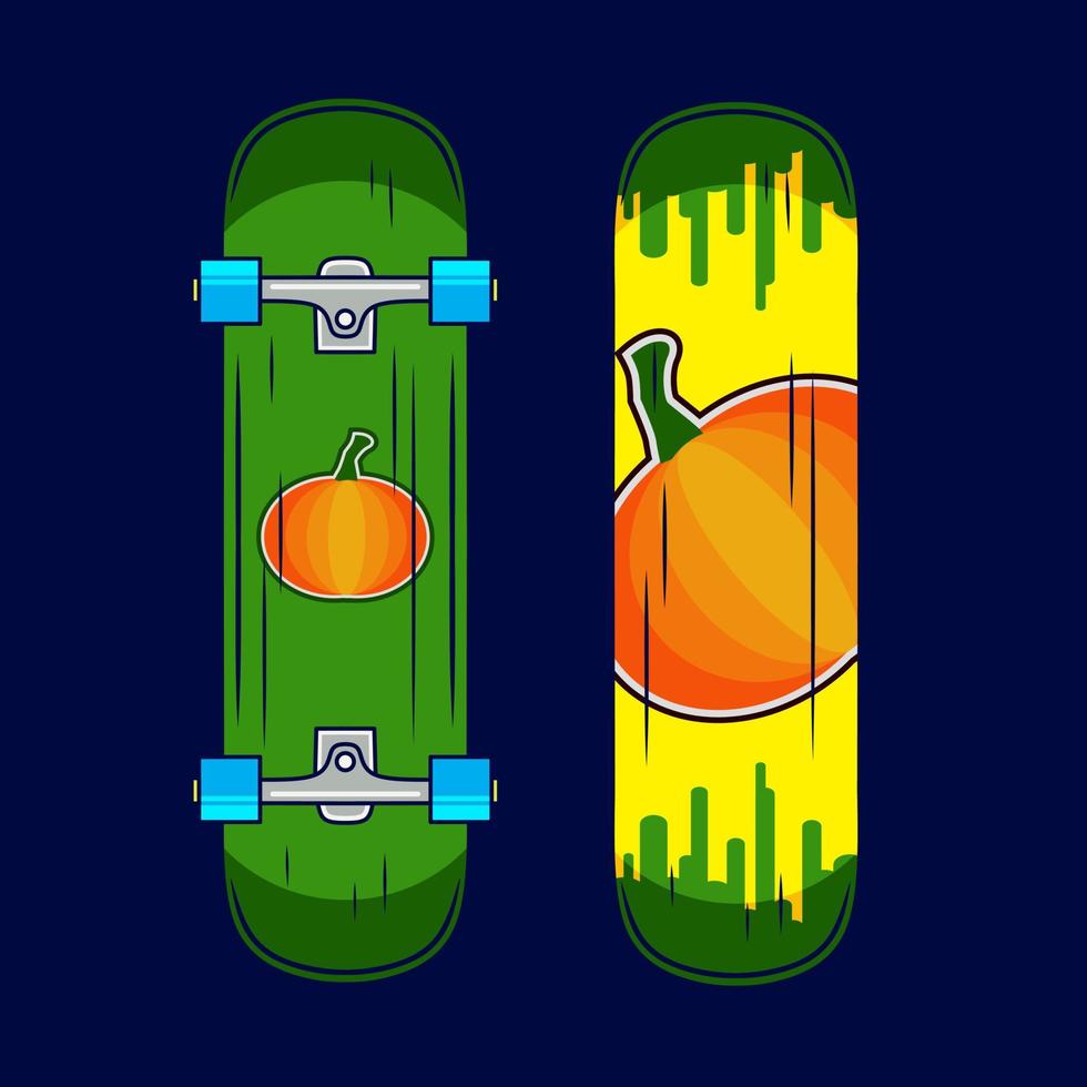 Skateboard style halloween vector line neon art potrait logo colorful design with dark background. Abstract graphic illustration. Isolated black background for t-shirt, poster, clothing, merch