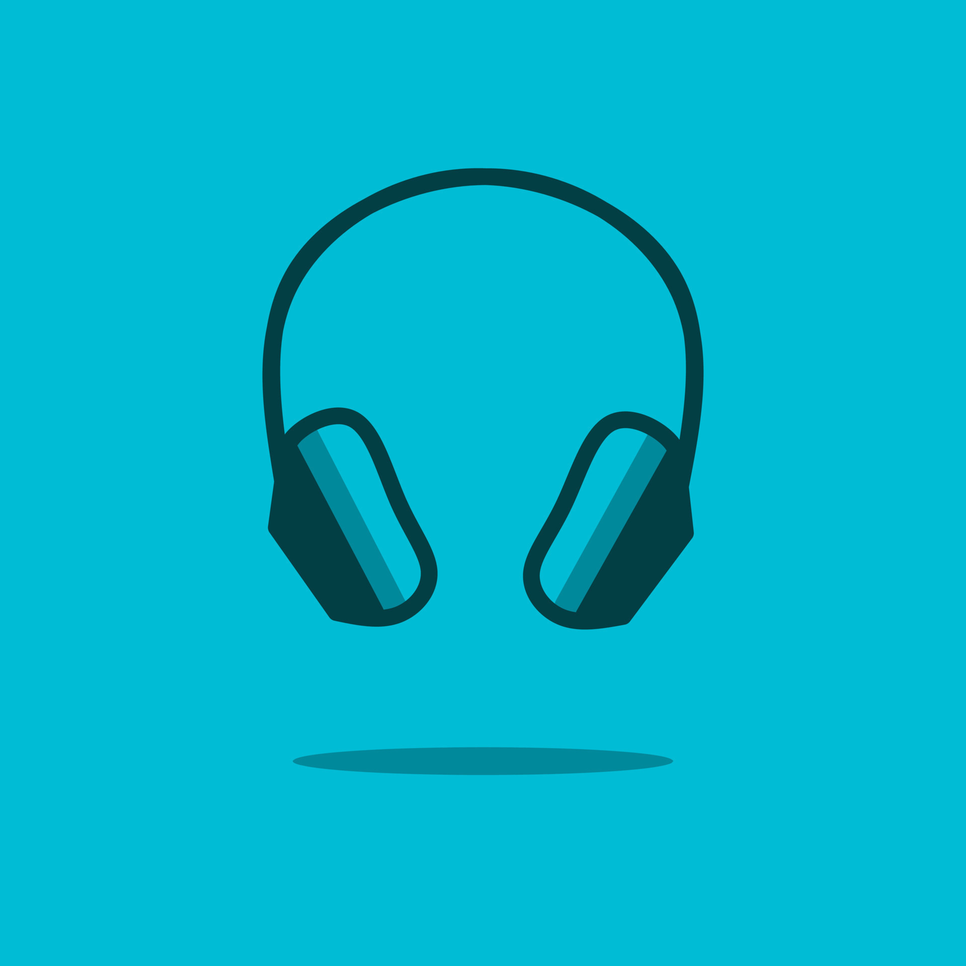 Headphone earphone headset for music flat design vector. Colorful logo