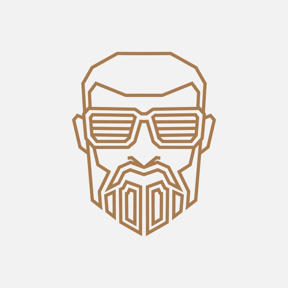 Undercut pompadour man logo line pop art potrait colorful design with dark background. Abstract vector illustration.