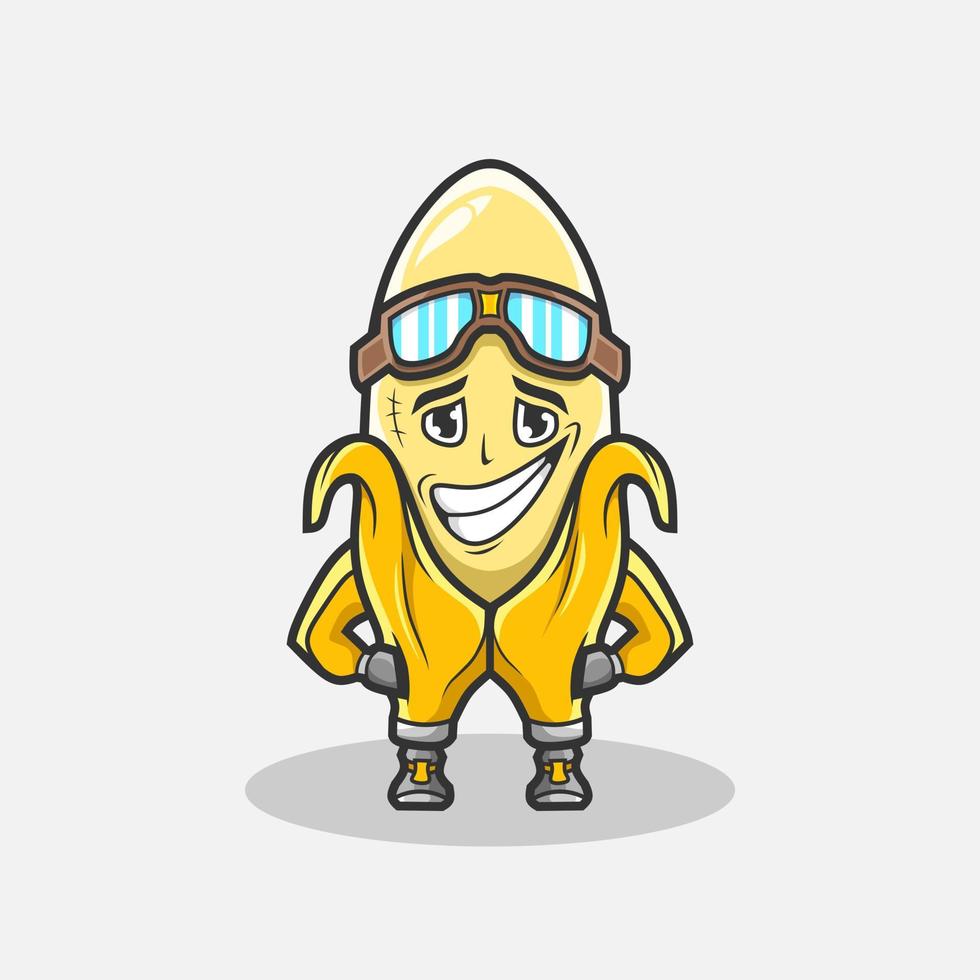 Cute worker banana character illustration. Simple cartoon vector design. Isolated with soft background.