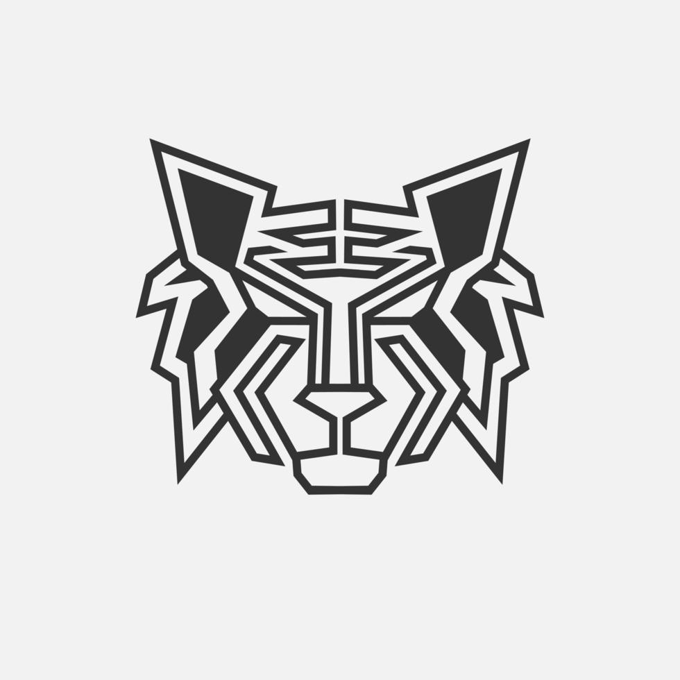 Wolf minimalist logo. Simple line art vector design. Isolated with soft background.