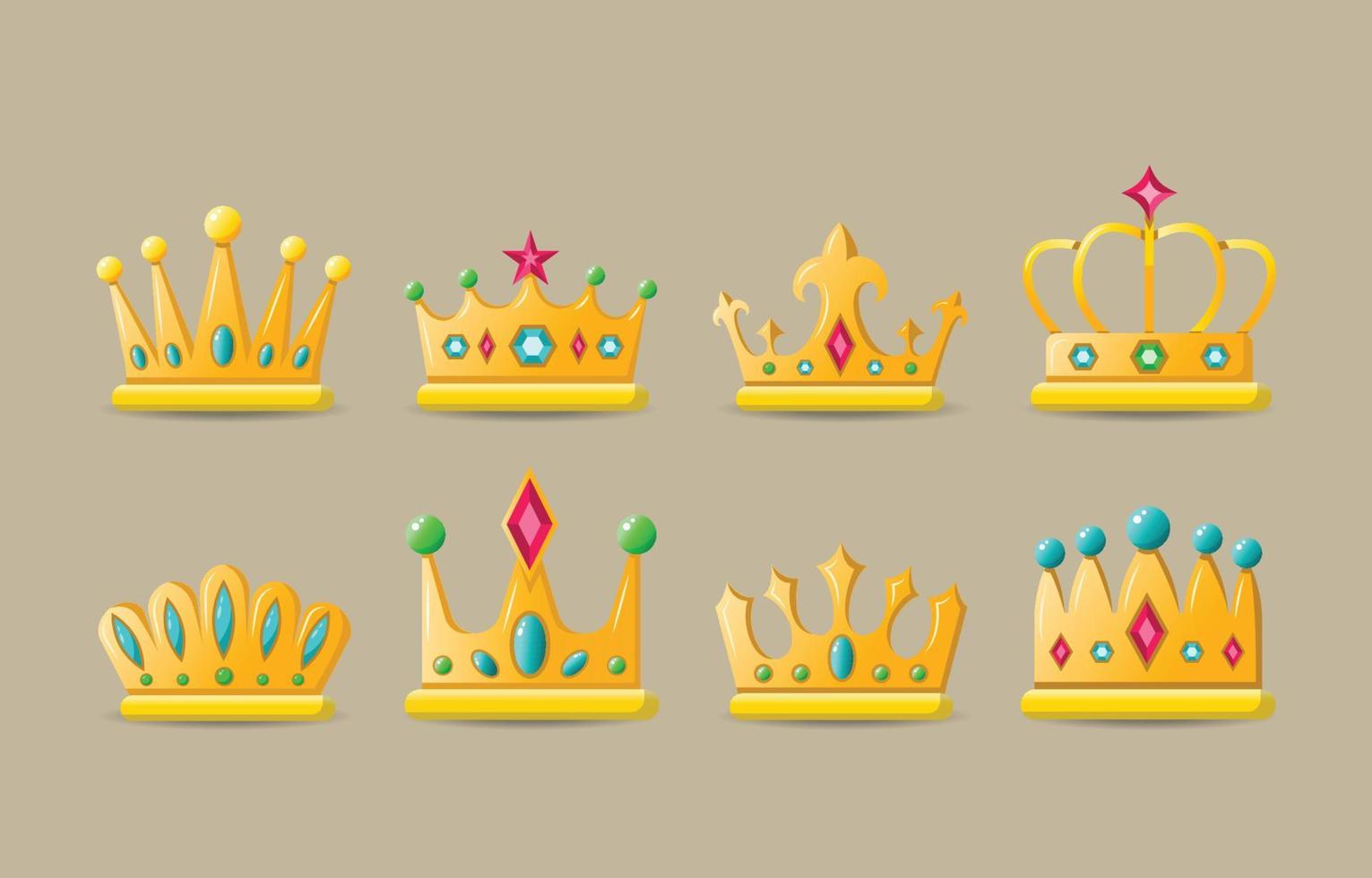 colección de iconos de corona de lujo vector