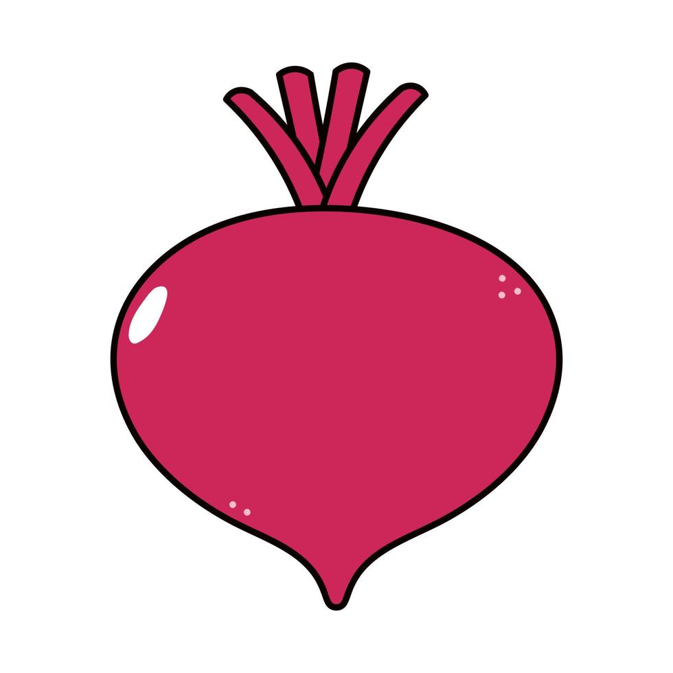 Cute funny beet character. Vector hand drawn traditional cartoon vintage, retro, kawaii character illustration icon. Isolated on white background. Beet character concept
