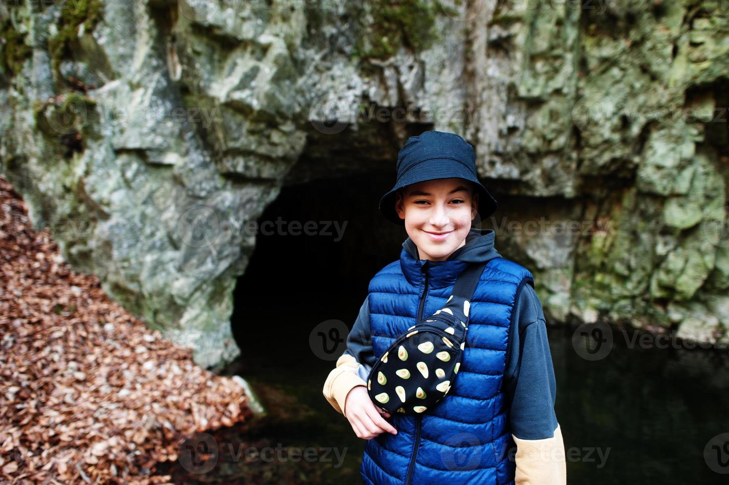 Boy in panama near Punkva Caves, Moravian Karst, Czech Republic. photo