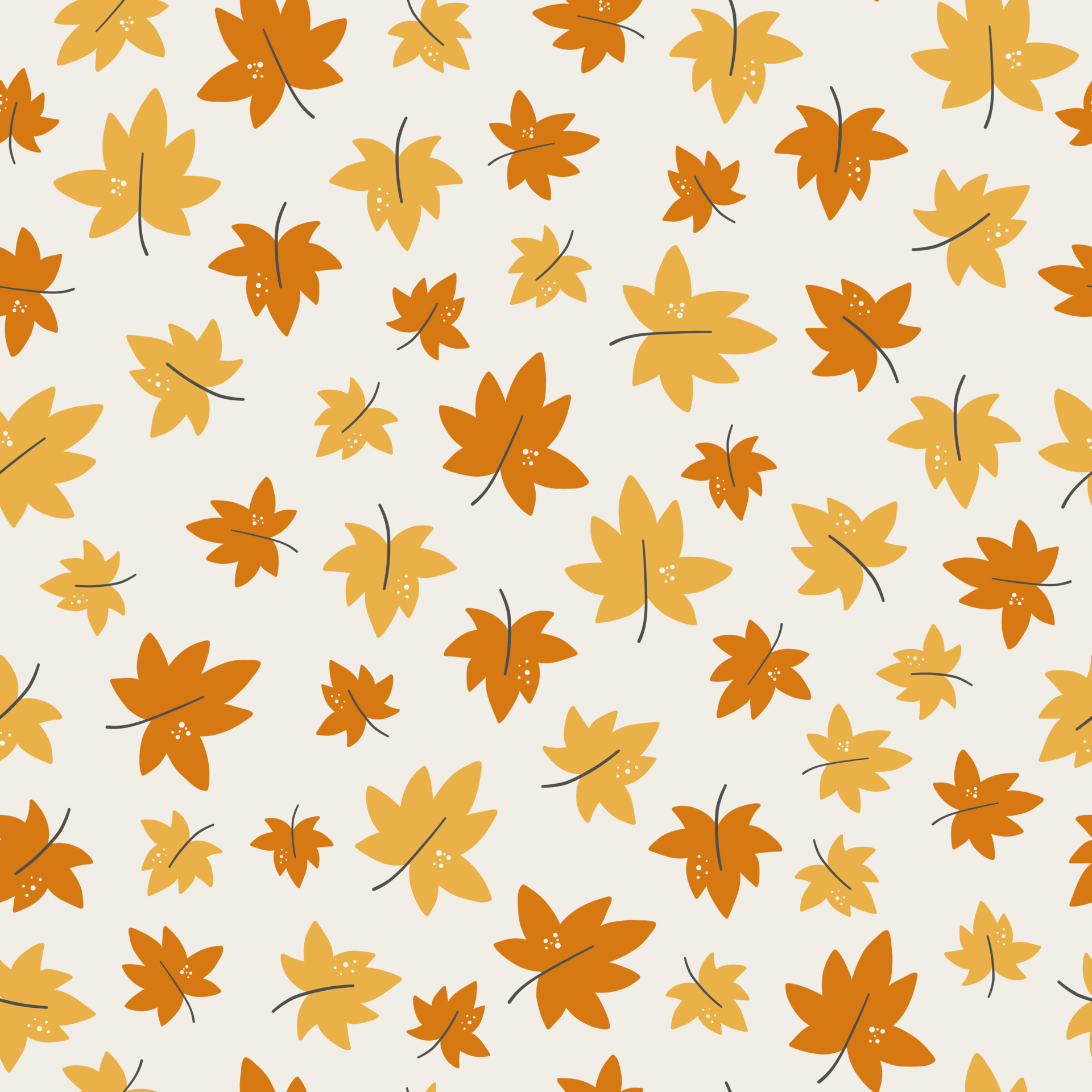Elegant seasonal seamless pattern with autumn foliage of maple leaves