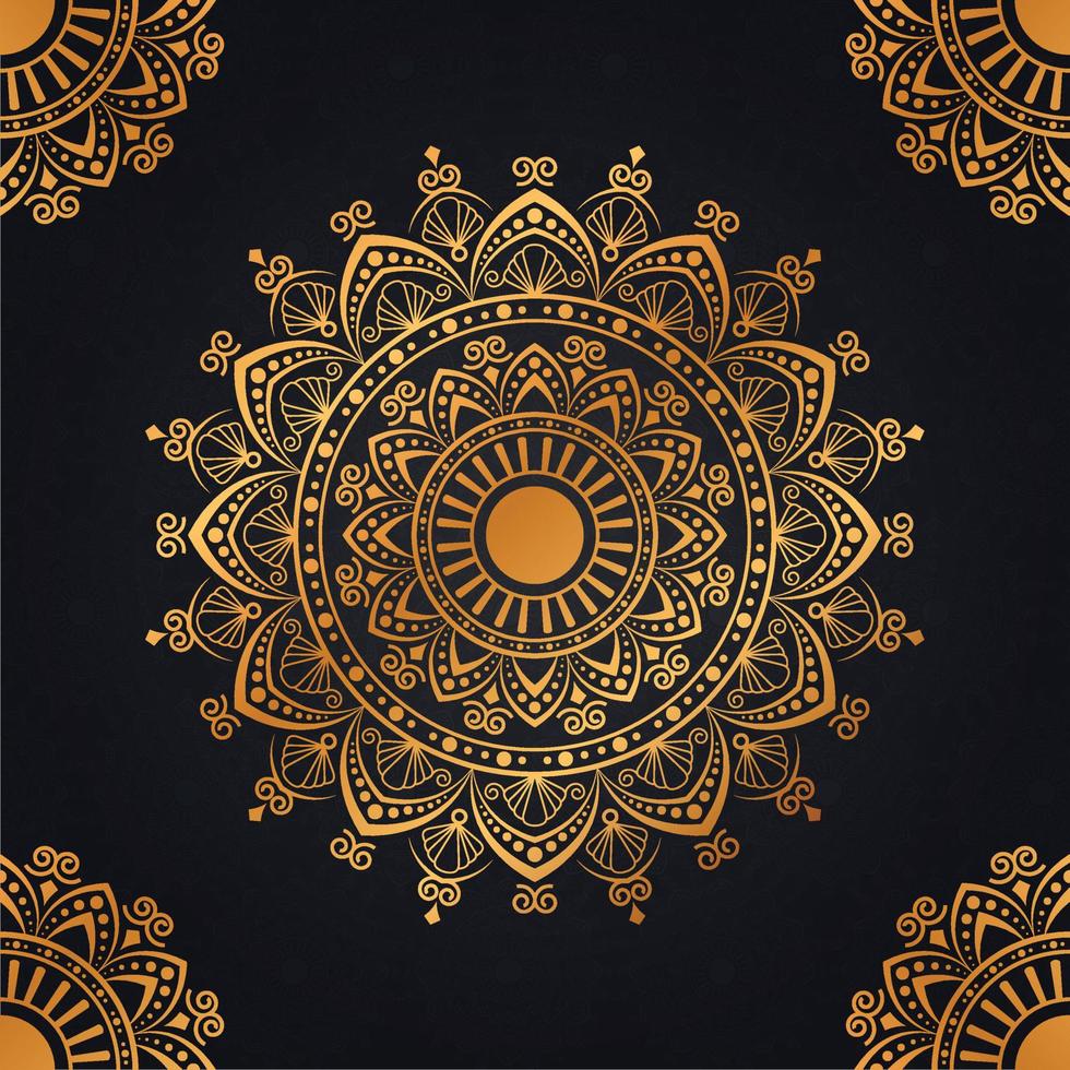vector de diseño de mandala real dorado de lujo para fondo, henna, mahanadi, tatuaje, islámico, ornamento, festival, alpona
