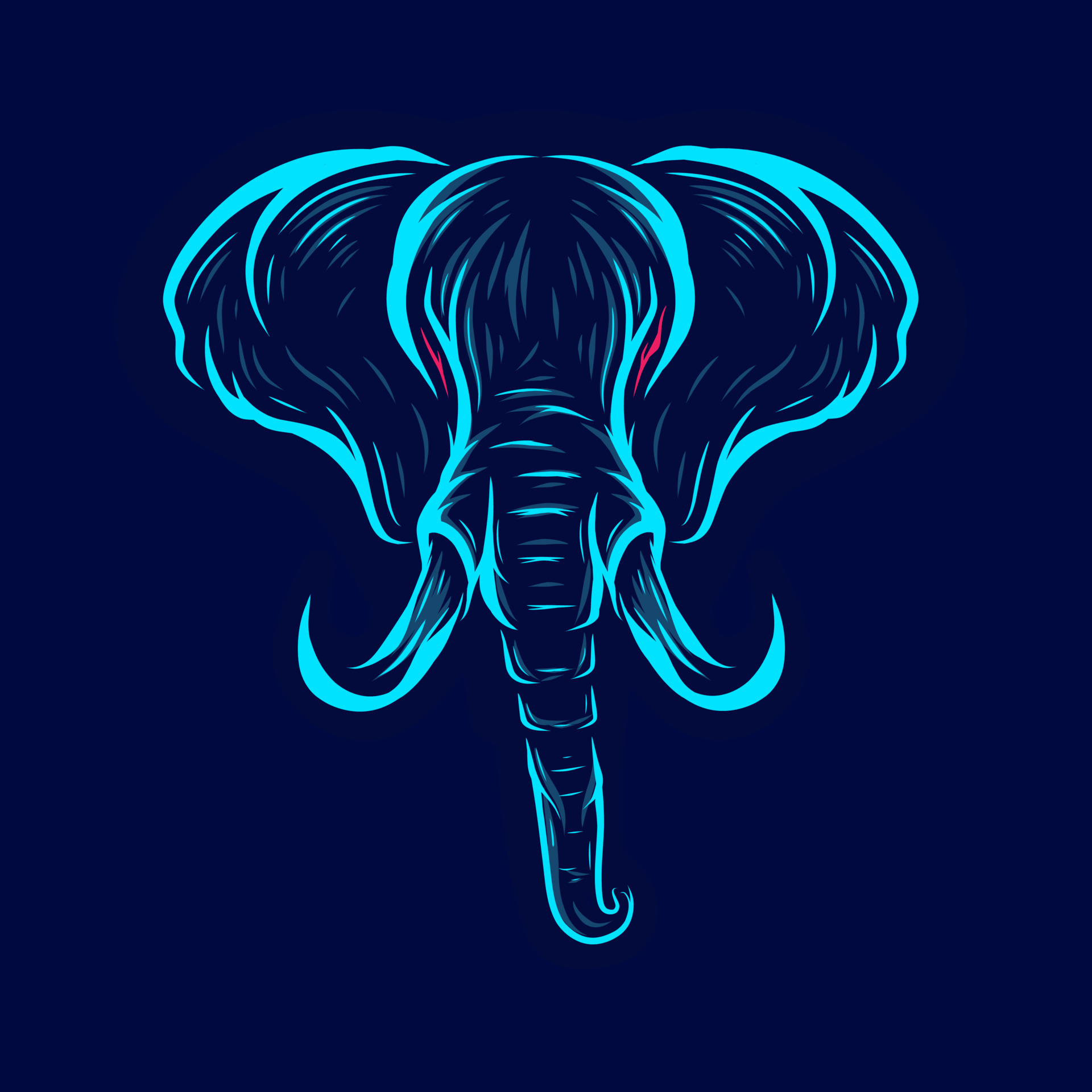 Elephant art logo vector. Animal neon design with dark background. Abstract  graphic illustration. Isolated black background for t-shirt, poster,  clothing, merch, apparel, badge design 8663163 Vector Art at Vecteezy