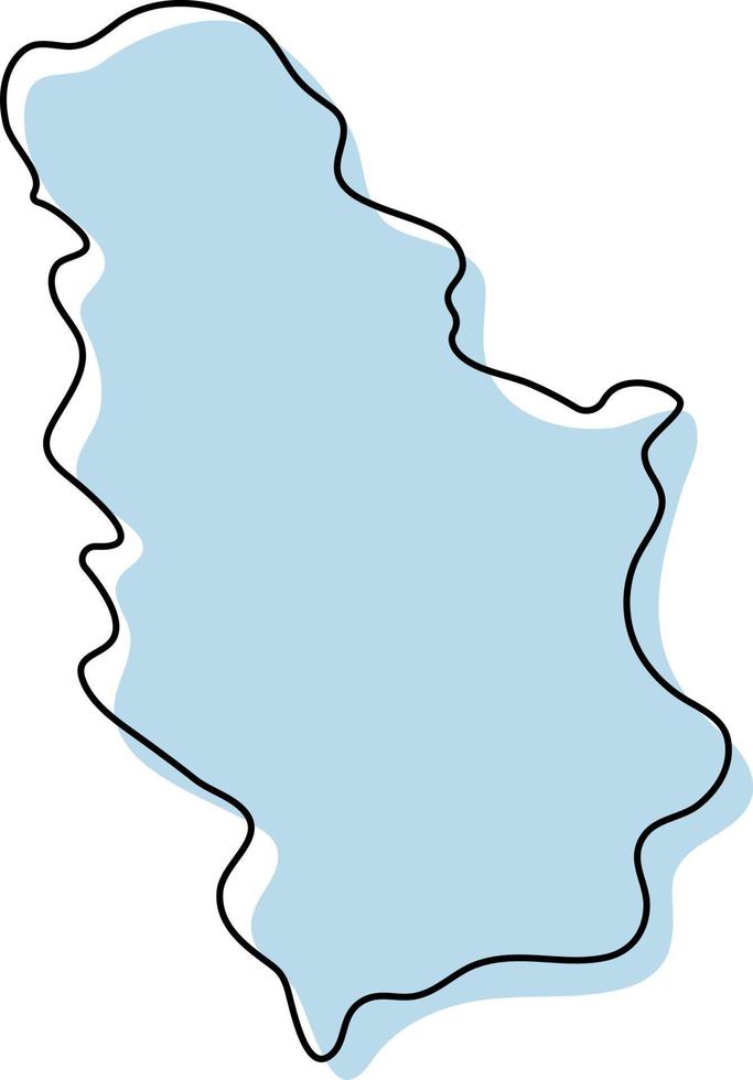 mapa de contorno simple estilizado del icono de serbia. Croquis azul mapa de serbia ilustración vectorial vector