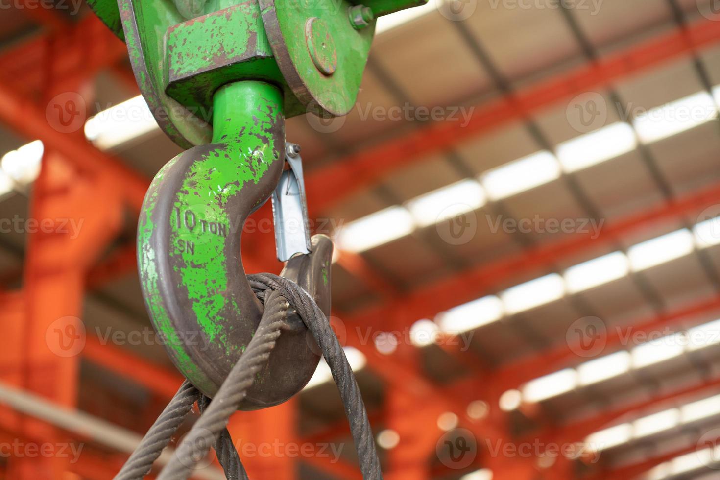 Metal hooks for heavy industrial lifting applications. photo