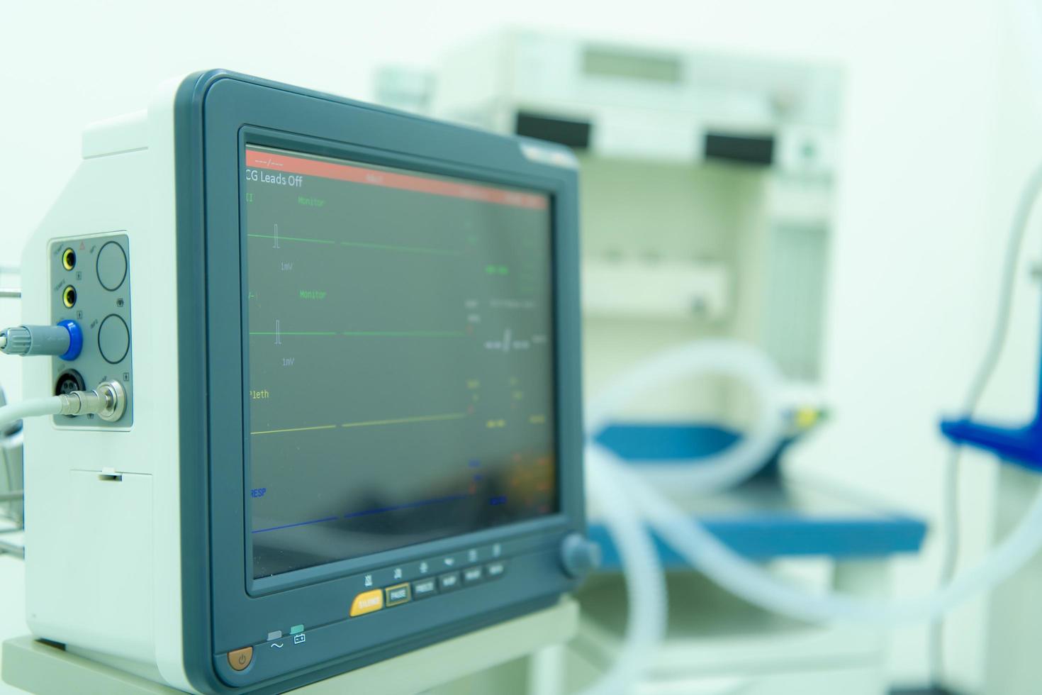 Monitor with cardiogram in hospital photo