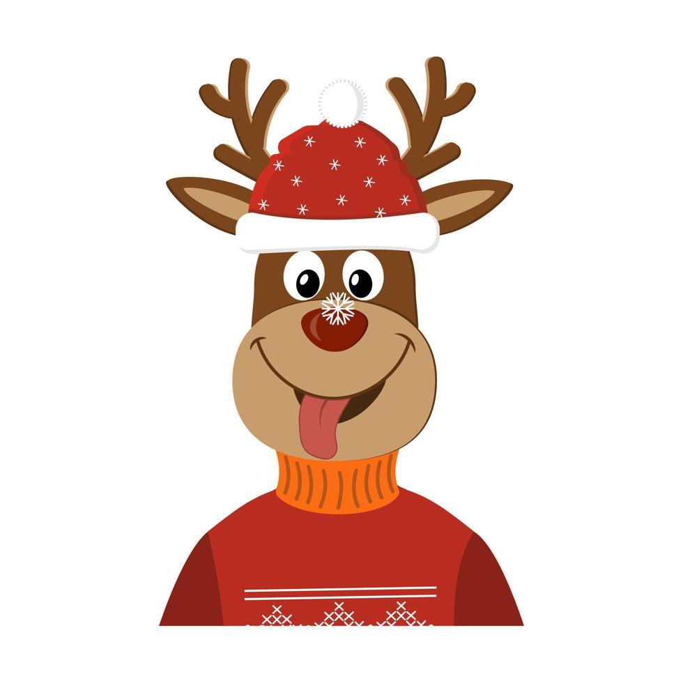 personaje navideño de renos, ilustración vectorial aislada en fondo blanco vector