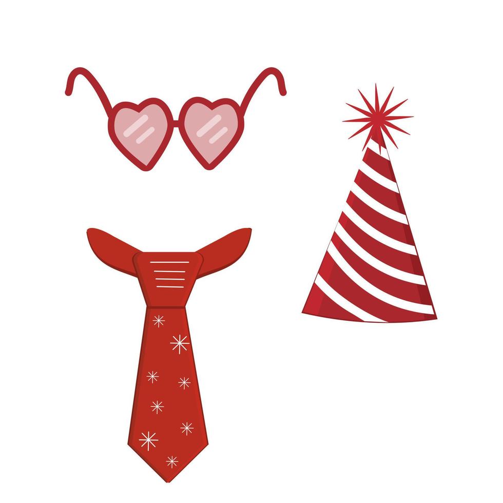 A set of festive Christmas accessories, vector illustration, isolated on a white background