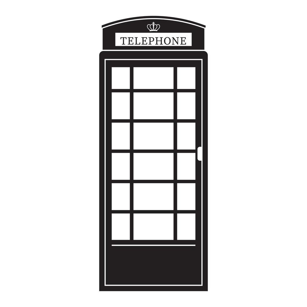phone booth black outline icon, vector isolated illustration in doodle style