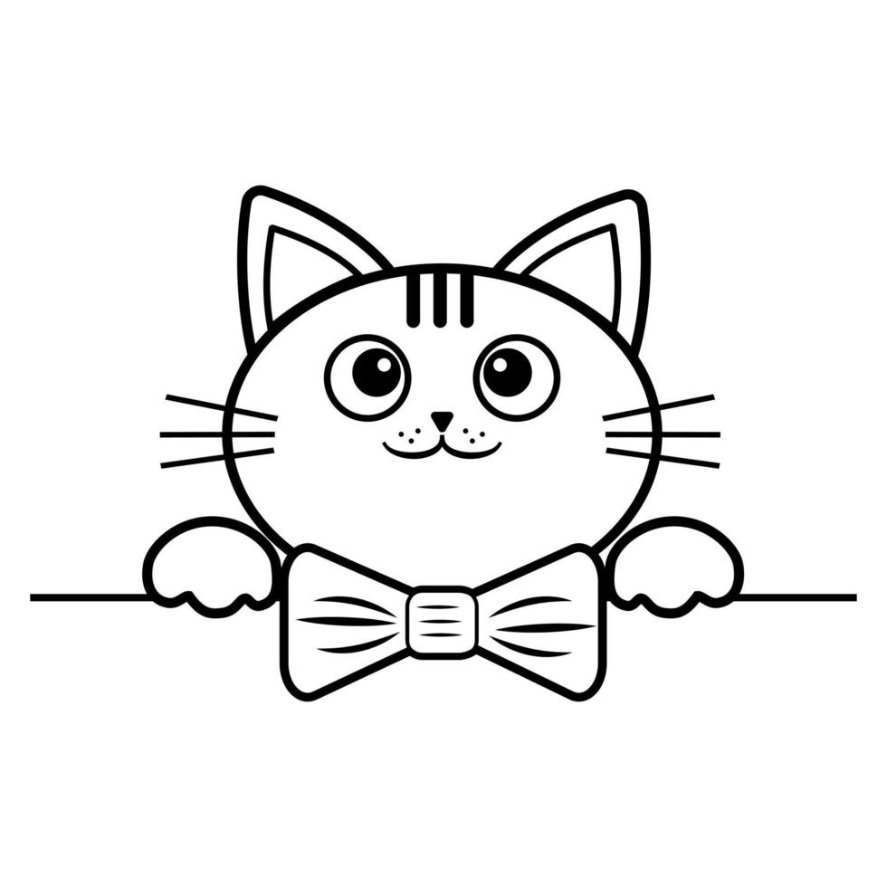 Coloring The Outline of a cartoon cute little cat. Pet, doodle vector