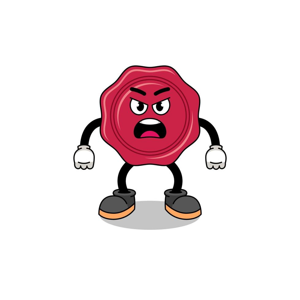 sealing wax cartoon illustration with angry expression vector