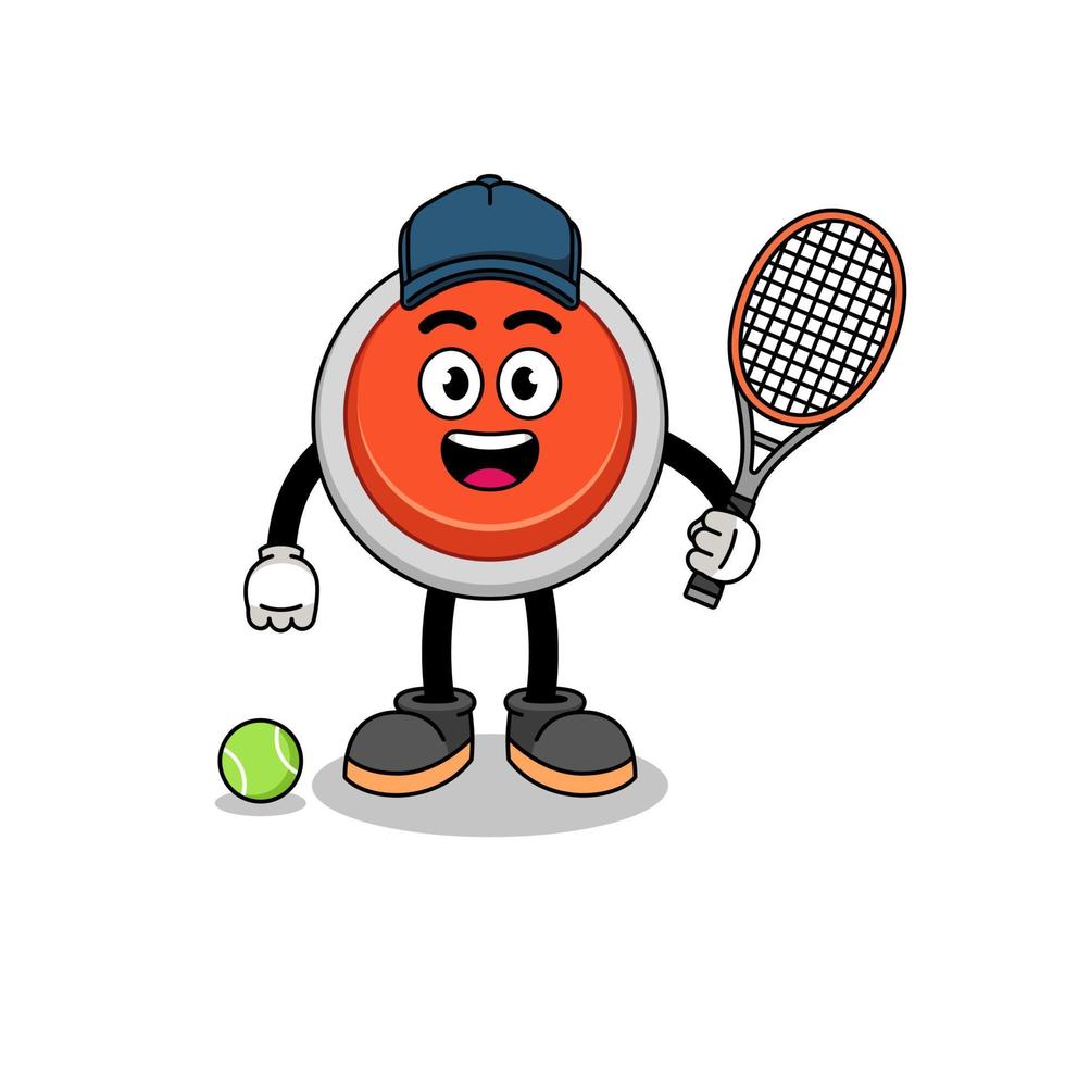 emergency button illustration as a tennis player vector