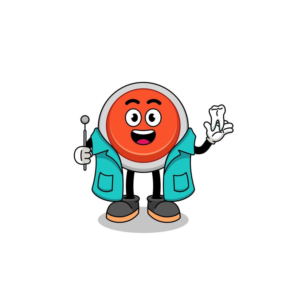 Illustration of emergency button mascot as a dentist vector