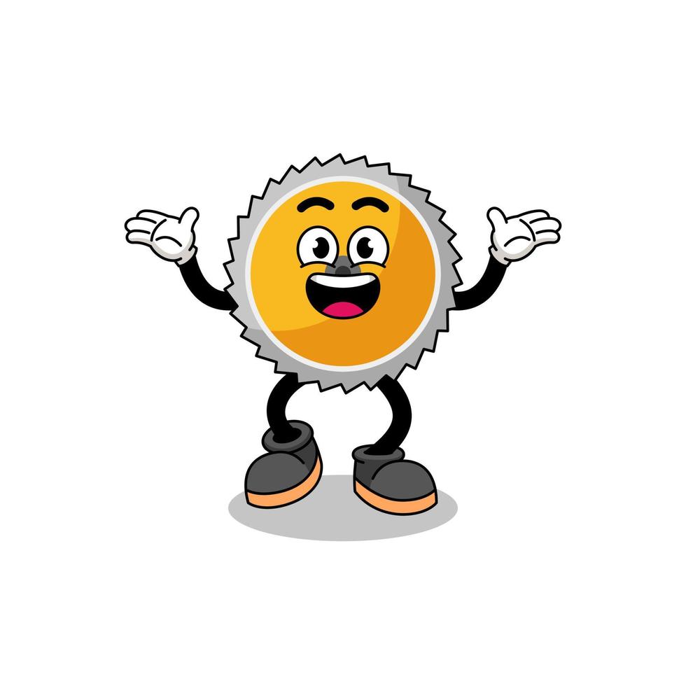 saw blade cartoon searching with happy gesture vector