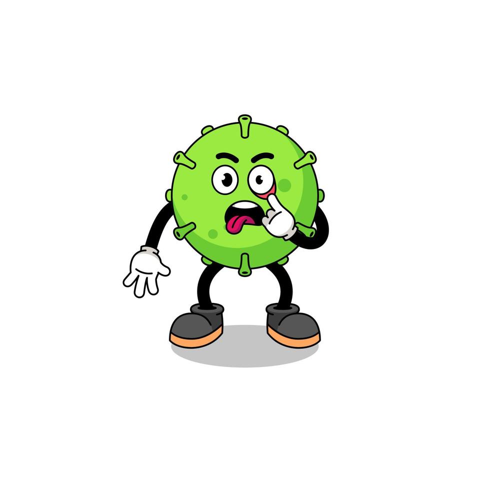 Character Illustration of virus with tongue sticking out vector